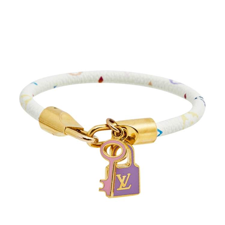 Louis Vuitton Monogram Multicolor Bracelet Luck It Gold Tone Metal White