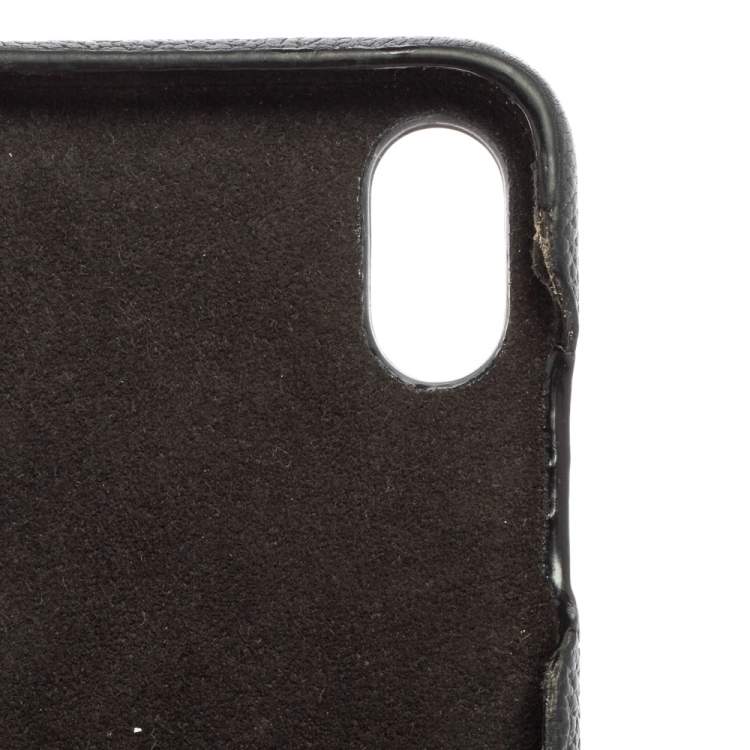 Pre Owned Louis Vuitton Black Leather and Monogram Canvas Bumper iPhone X/XS Cover