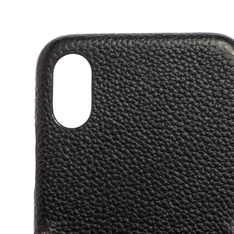 Pre Owned Louis Vuitton Black Leather and Monogram Canvas Bumper iPhone X/XS Cover