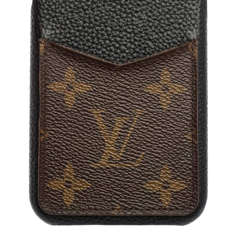 Pre Owned Louis Vuitton Black Leather and Monogram Canvas Bumper iPhone X/XS Cover