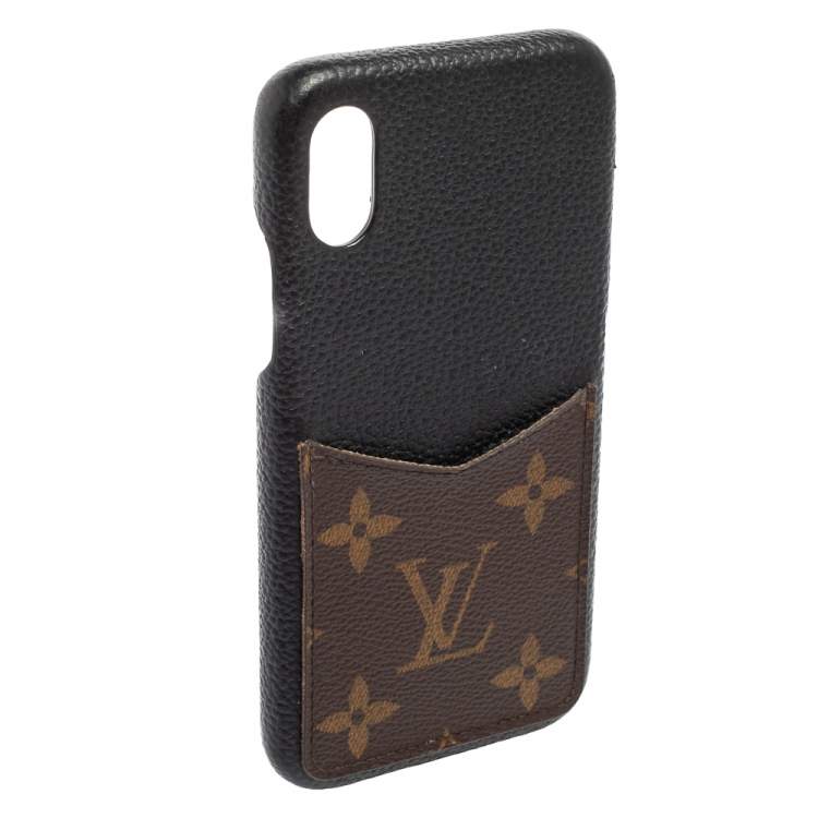 Pre Owned Louis Vuitton Black Leather and Monogram Canvas Bumper iPhone X/XS Cover