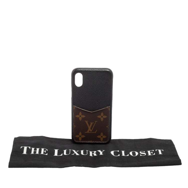 Pre Owned Louis Vuitton Black Leather and Monogram Canvas Bumper iPhone X/XS Cover