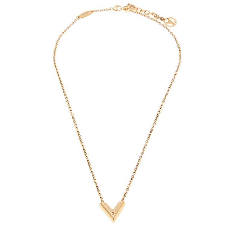 Louis Vuitton Goldtone Metal Essential V Necklace