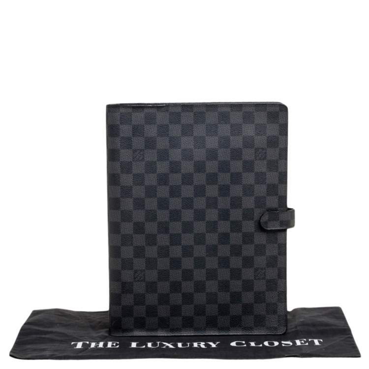 Pre Owned Louis Vuitton Damier Graphite Large Agenda Cover