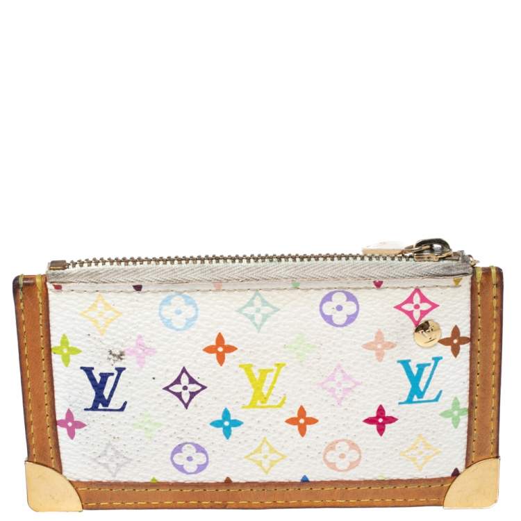 Pre Owned Louis Vuitton White Monogram Multicolore Canvas Key Pouch