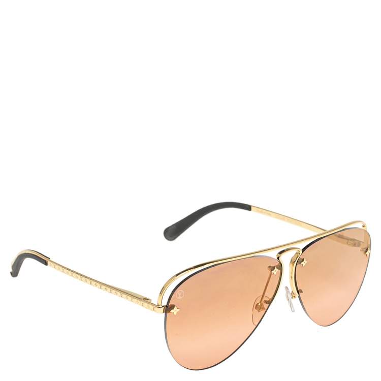 Louis Vuitton Grease Sunglasses Gold Metal. Size W
