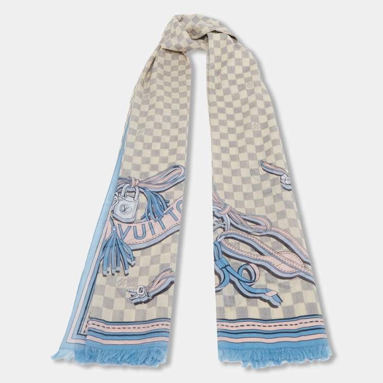 blue and white lv scarf