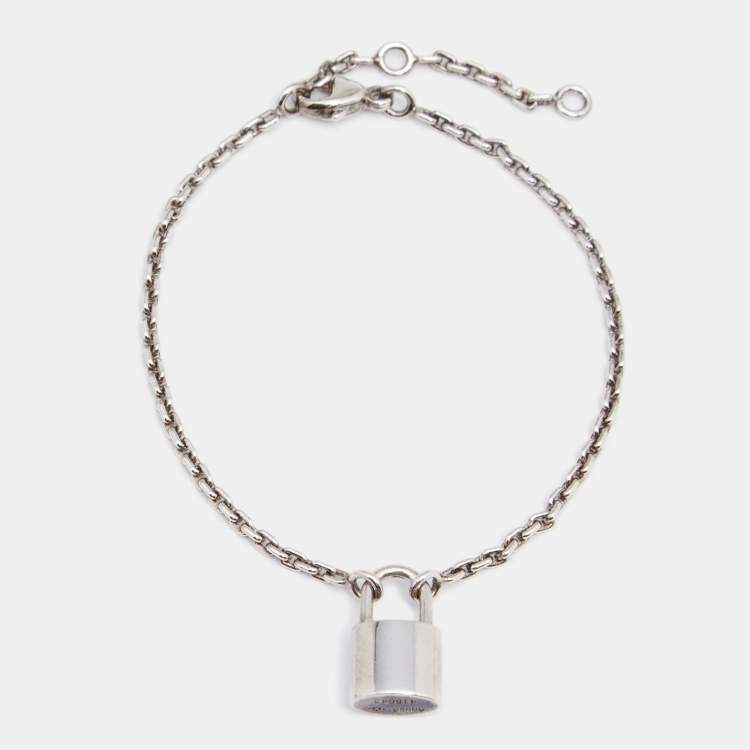Pre Owned Louis Vuitton Sterling Silver Lockit Bracelet