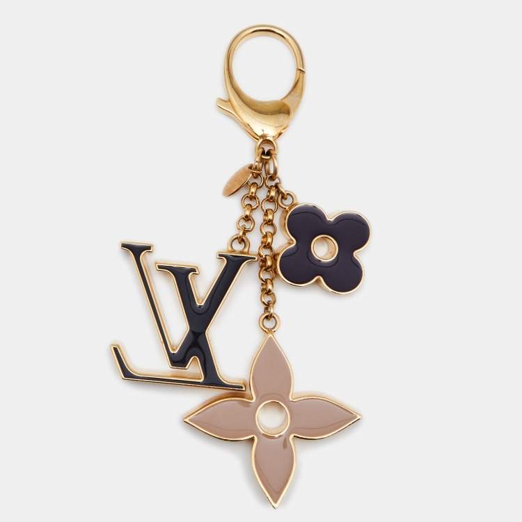 Louis Vuitton Fleur de Monogram Bag Charm Chain Gold Metal