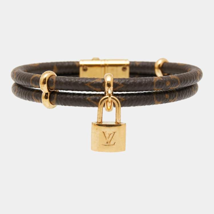 Pre-owned Louis Vuitton Keep It Twice Monogram Canvas Gold Tone Metal  Bracelet