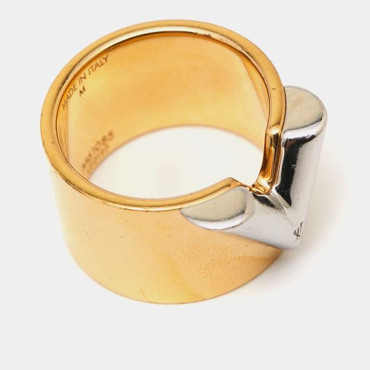 Pre Owned Louis Vuitton Essential V Two Tone Metal Ring M