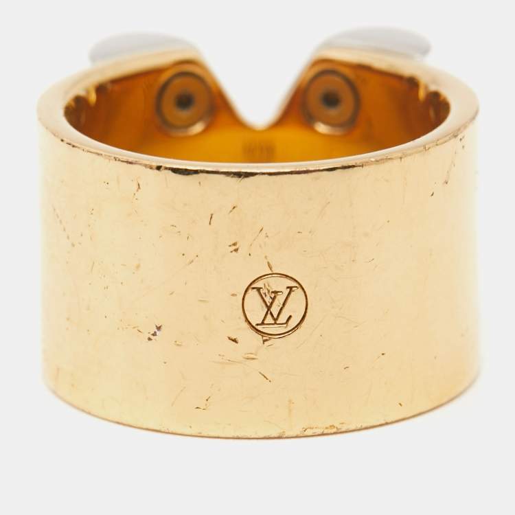 Pre Owned Louis Vuitton Essential V Two Tone Metal Ring M