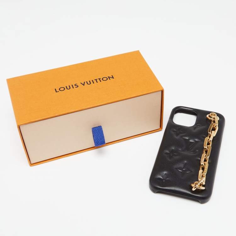 Pre Owned Louis Vuitton Black Monogram Embossed Puffy Leather Coussin iPhone 12/12Pro Case