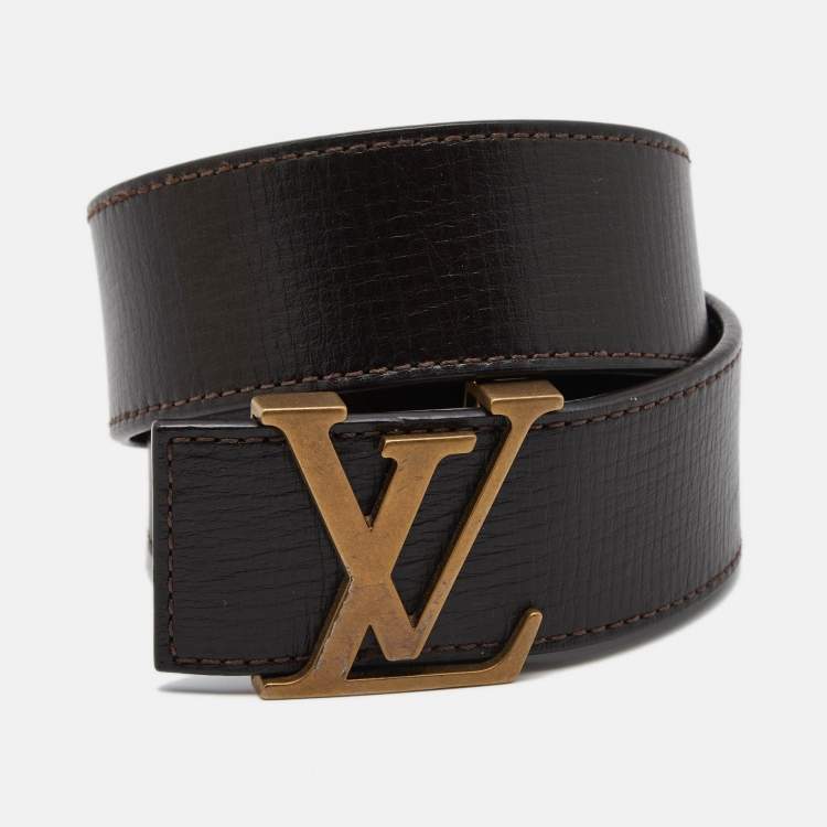 Authentic Louis Vuitton Dark Brown Leather LV Initiales Buckle