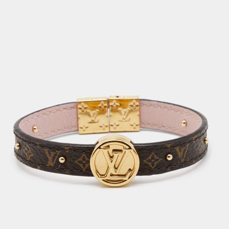 LV Circle Leather Bracelet Monogram Eclipse Canvas - Fashion