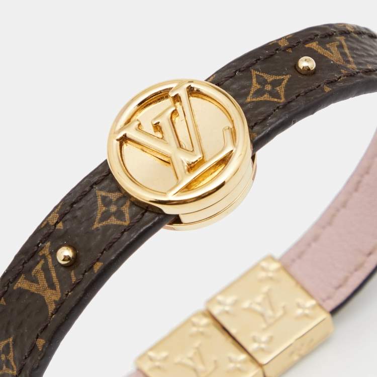 Louis Vuitton LV Circle Monogram Canvas And Leather Gold Tone Reversible  Bracelet Louis Vuitton