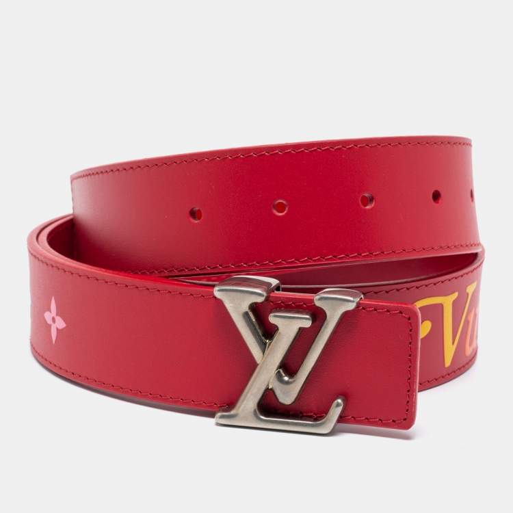 Louis Vuitton x Supreme Ultra Rare Red 100/40 Monogram Initiales Belt  118lv27 For Sale at 1stDibs