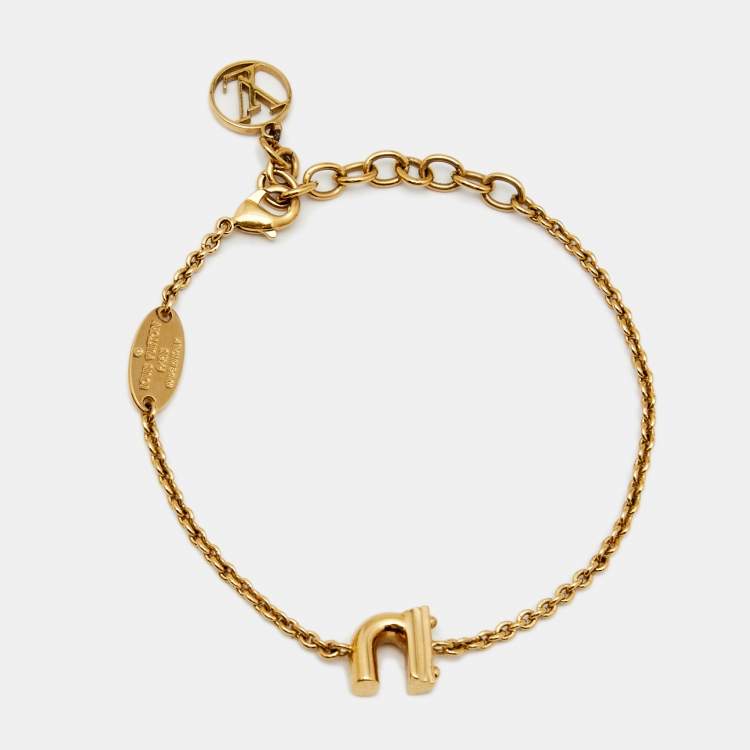Pre Owned Louis Vuitton LV & Me  Letter N Gold Tone Bracelet