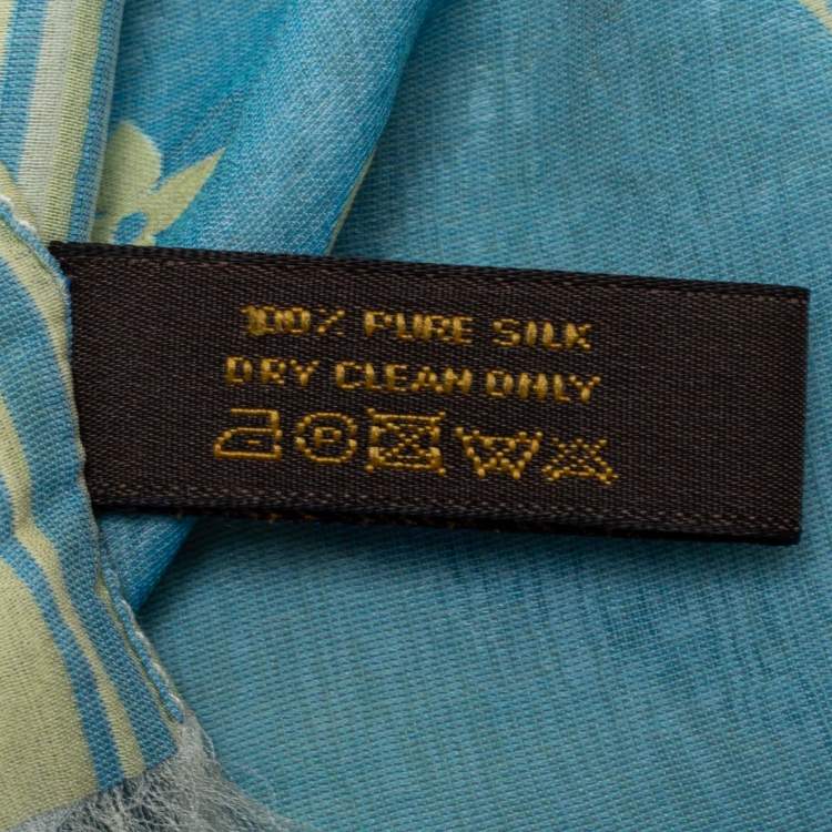 Pre Owned Louis Vuitton Blue & Yellow Monogrammed Silk Scarf