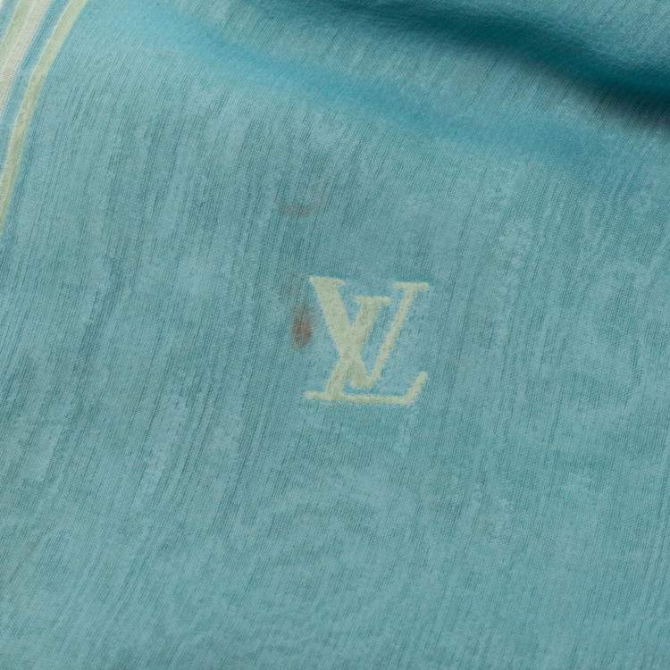 Pre Owned Louis Vuitton Blue & Yellow Monogrammed Silk Scarf