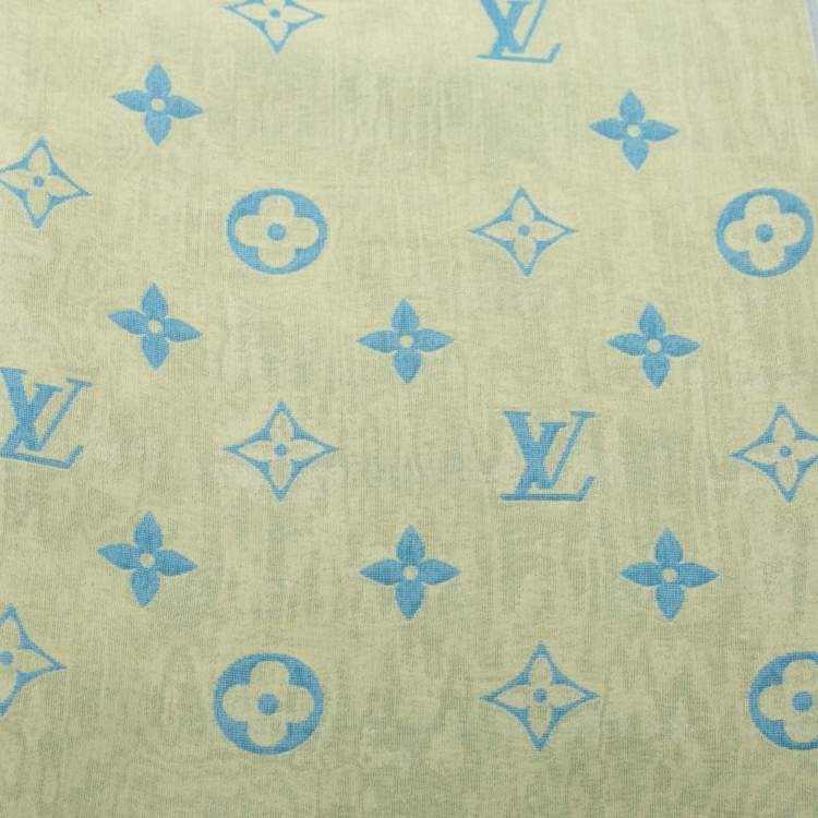 Pre Owned Louis Vuitton Blue & Yellow Monogrammed Silk Scarf