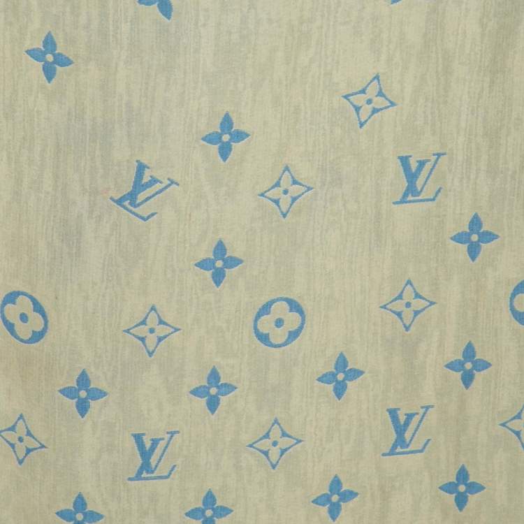 Pre Owned Louis Vuitton Blue & Yellow Monogrammed Silk Scarf