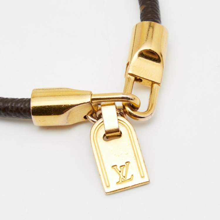 Louis Vuitton Monogram Luck It Brown Canvas Gold Tone Charm Bracelet Louis  Vuitton
