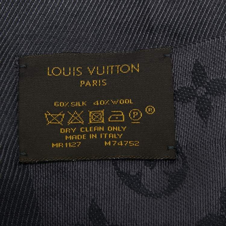 Louis Vuitton Anthracite Grey Monogram Silk Wool Shawl Louis Vuitton ...