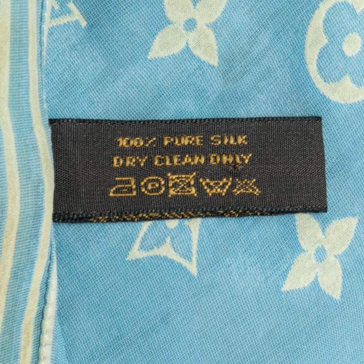 Pre Owned Louis Vuitton Blue & Yellow Monogram Jacquard Silk Scarf