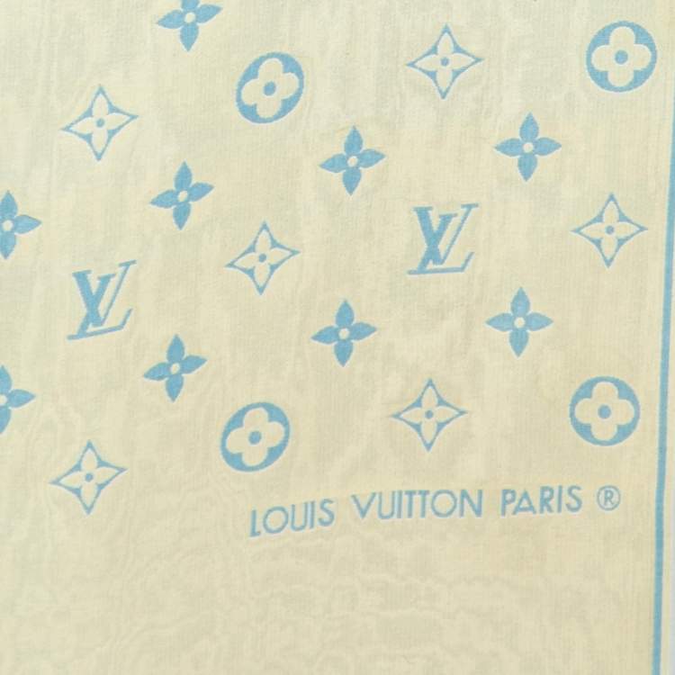 Pre Owned Louis Vuitton Blue & Yellow Monogram Jacquard Silk Scarf