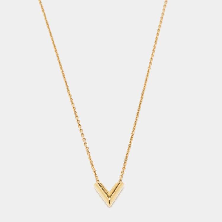 Louis Vuitton Essential V Pendant Necklace - Gold-Plated Pendant Necklace,  Necklaces - LOU747343 | The RealReal