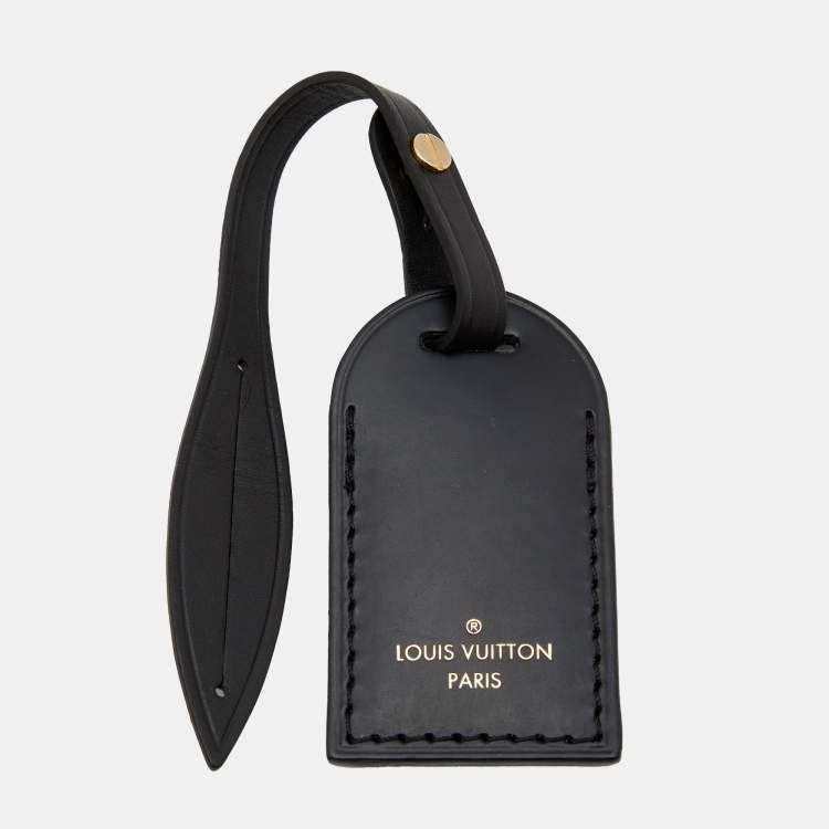 Louis Vuitton Luggage Tag Black Calfskin Leather w/ RZ Initials Goldto –  PoshBagShop