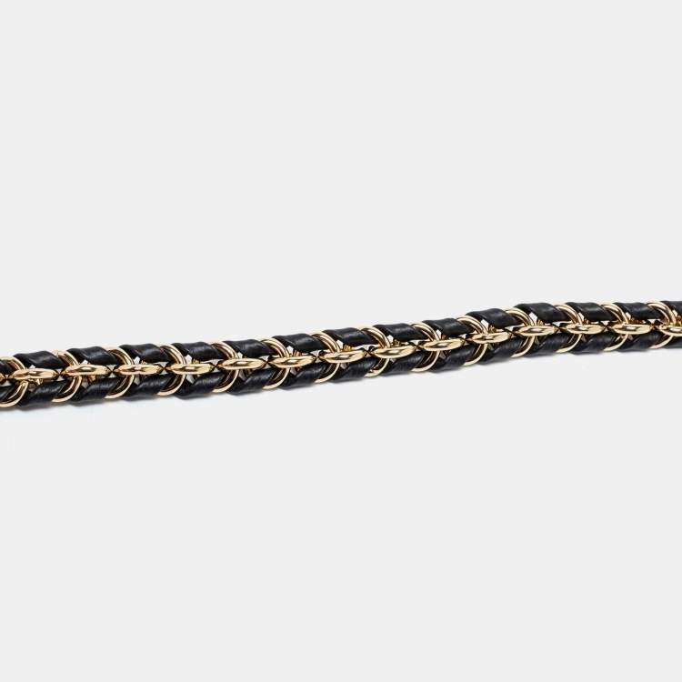 Pre Owned Louis Vuitton Black Braided Leather Chain Shoulder Bag Strap