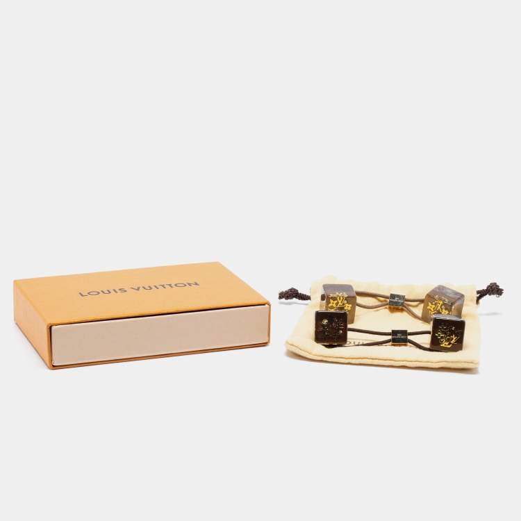 Pre Owned Louis Vuitton Praline Brown Resin Inclusion Hair Cubes Set of 2