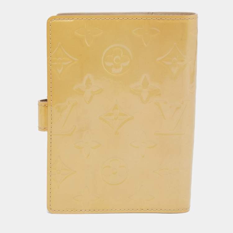 Pre Owned Louis Vuitton Cream Monogram Vernis Leather Small Ring Agenda Cover