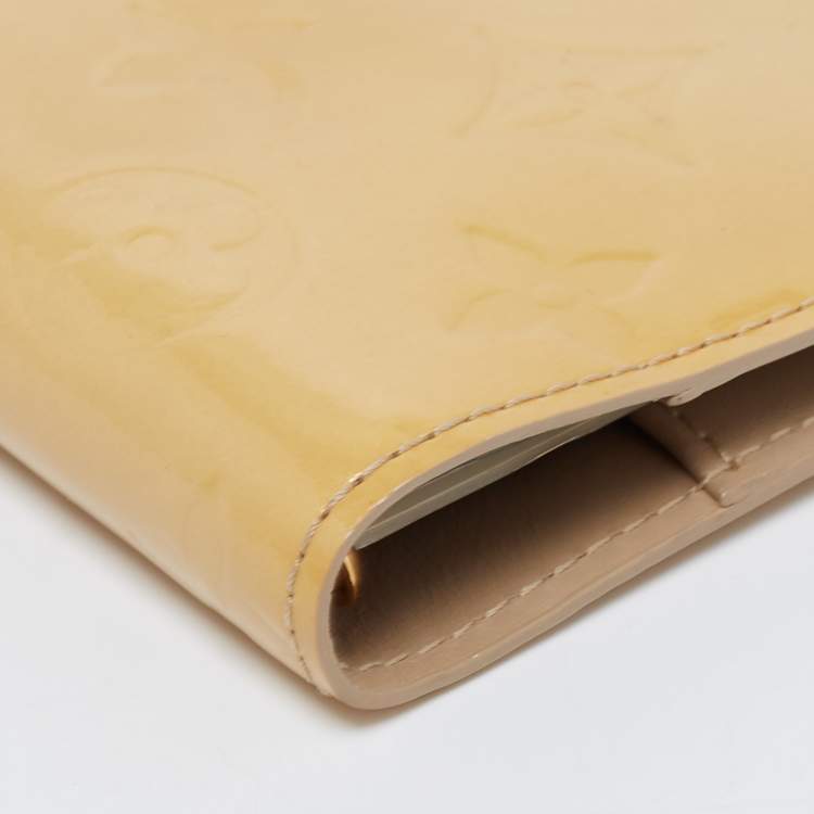 Pre Owned Louis Vuitton Cream Monogram Vernis Leather Small Ring Agenda Cover