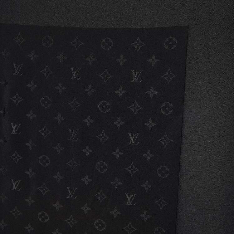 Pre Owned Louis Vuitton Black Monogram Monaco Silk Scarf