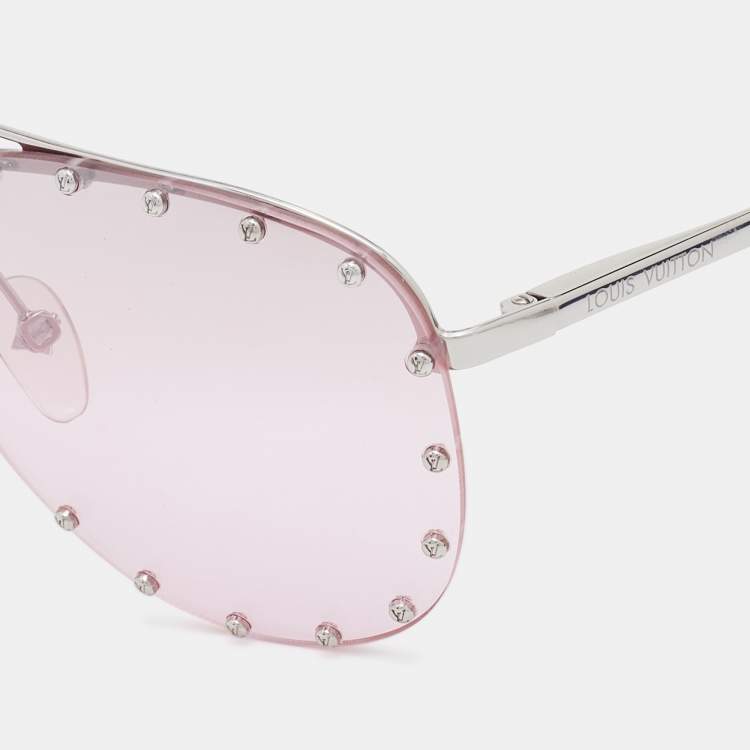 Louis Vuitton Silver Tone/Pink LV Studded The Party Pilot