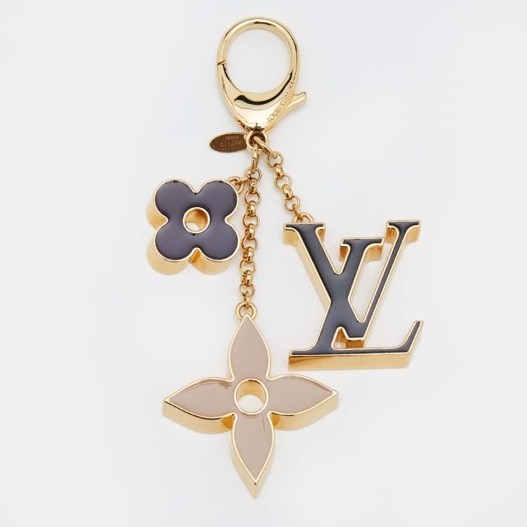 Louis Vuitton Fleur de Monogram Gold Tone Key Chain / Bag Charm