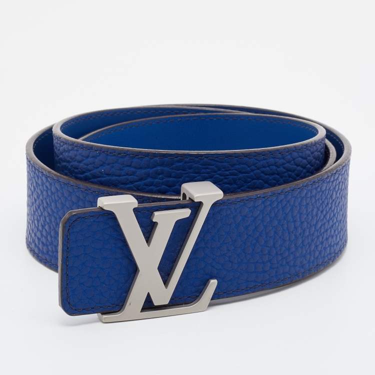Louis Vuitton Blue Taurillon Leather LV Initiales Belt 90 CM at