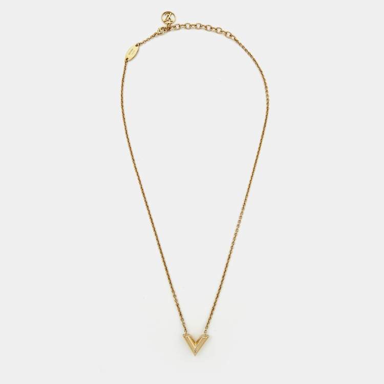 LOUIS VUITTON Women Necklace Pendant Essential V Black and Gold