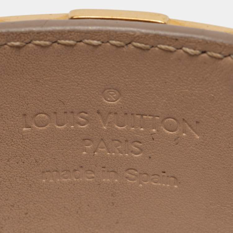 Pre Owned Louis Vuitton Beige Leather So LV Cuff Bracelet 17