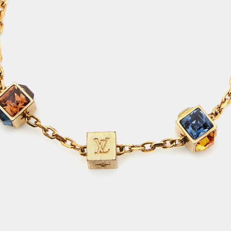 Louis Vuitton Multicolor Crystals Gold Tone Gamble Bracelet