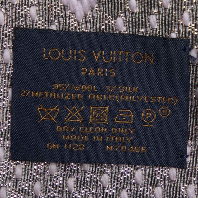 Pre Owned Louis Vuitton Pink Logomania Wool & Silk Shine Scarf