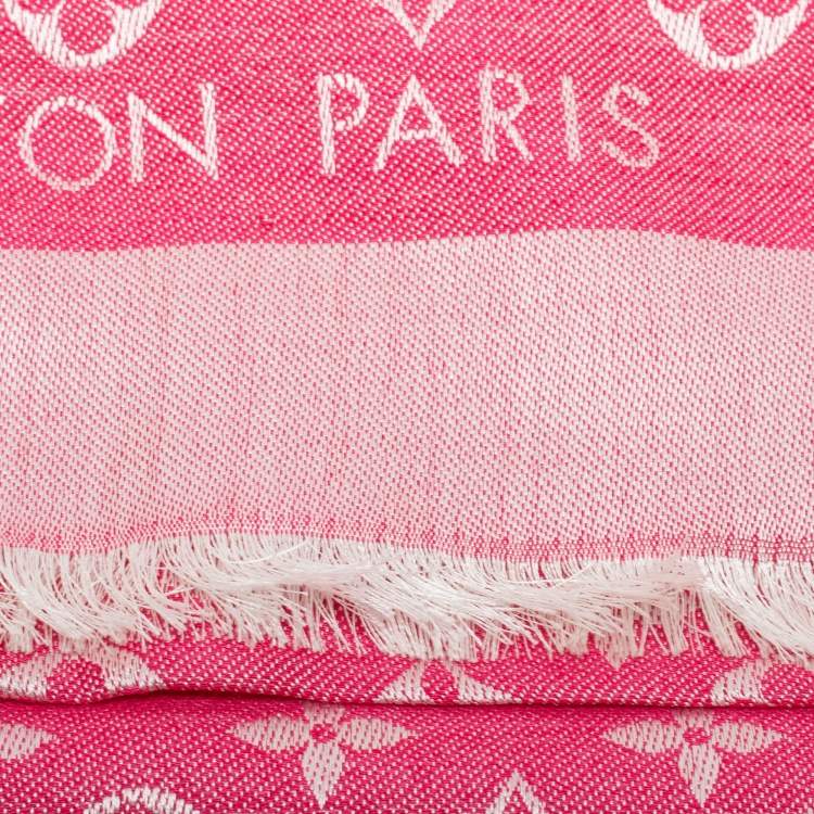 Pre Owned Louis Vuitton Pink Monogram Denim Shawl