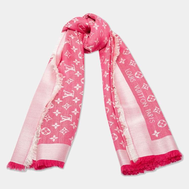 pink monogram denim shawl