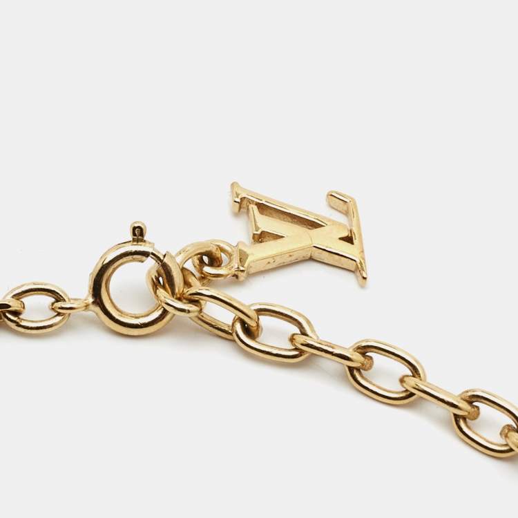 Pre Owned Louis Vuitton Gold Tone Gamble Crystal Necklace