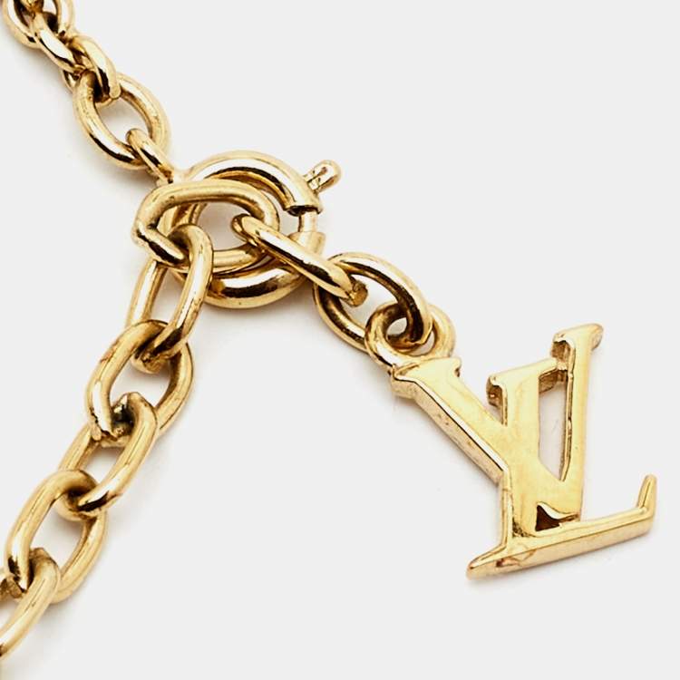 Pre Owned Louis Vuitton Gold Tone Gamble Crystal Necklace