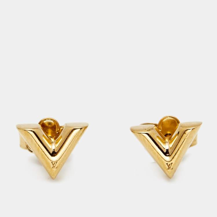 Louis Vuitton Essential V Gold Tone Stud Earrings Louis Vuitton