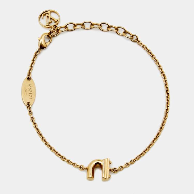 Pre Owned Louis Vuitton Gold Tone LV & Me Letter N Bracelet